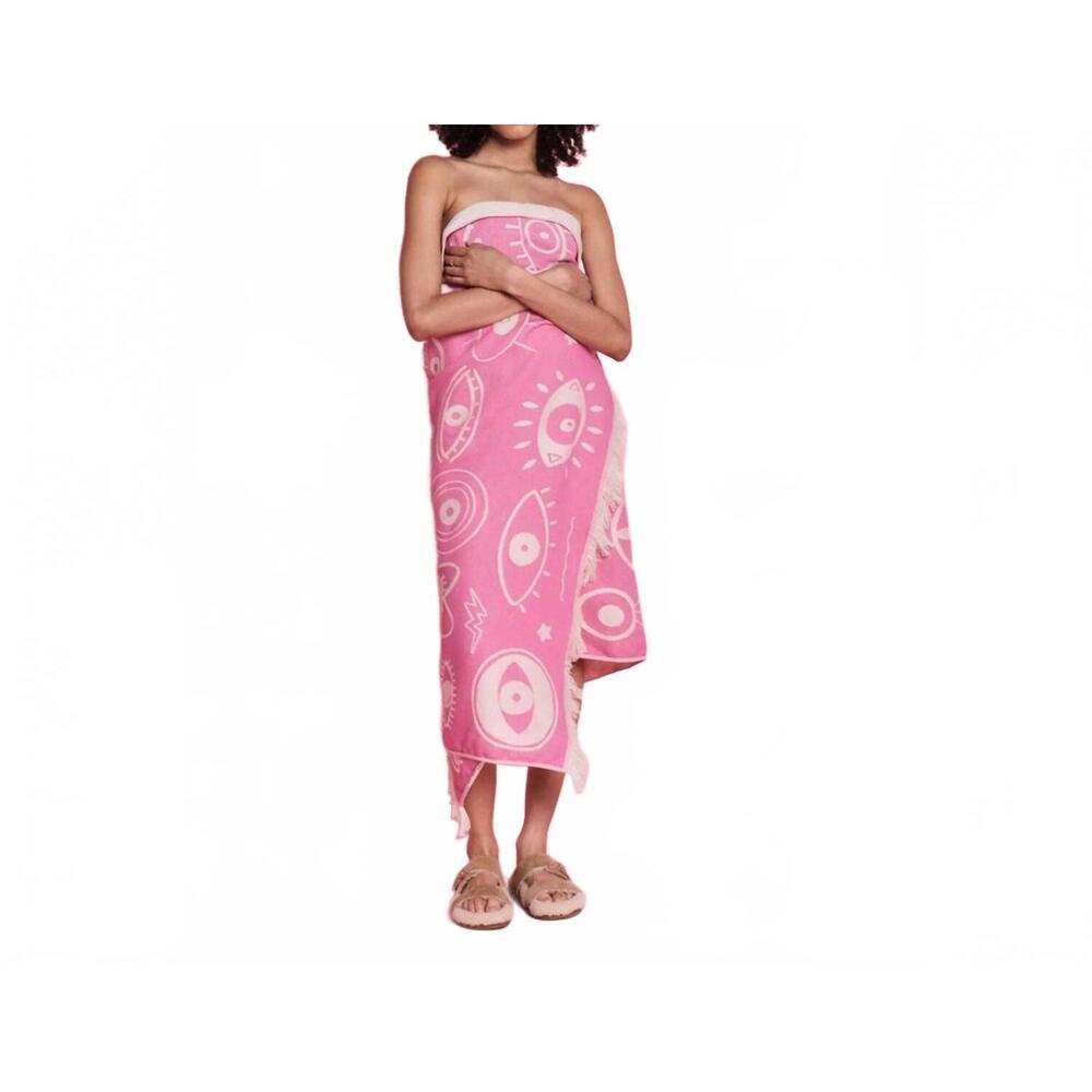 NEW SUN OF A BEACH electric eyes feather beach towel in bubblegum